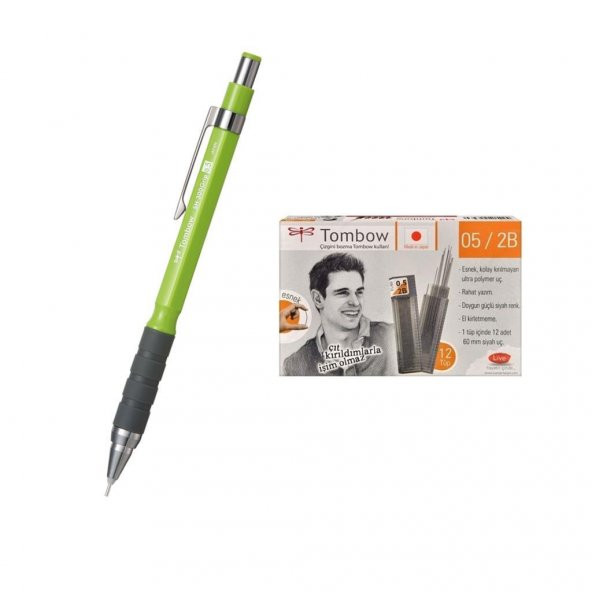 Tombow Uçlu Kalem Sh-300 Grip Limon Yeşil 0.5 mm + 12 Tüp Tombow 0.5mm 2B Min ürün görseli 1
