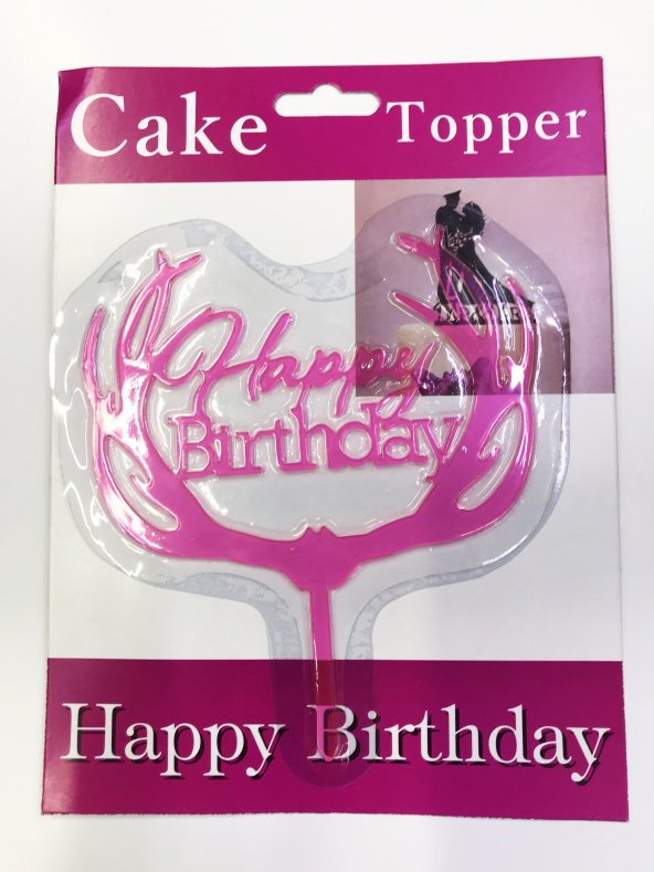 Happy Birthday Dallı Cake Topper 4 Adet - Resim 3