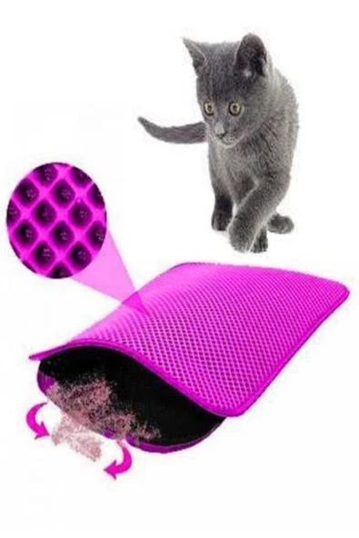 60x42 Cm Elekli Kedi Tuvalet Önü Paspası Kedi Paspası PEMBE ürün görseli 1