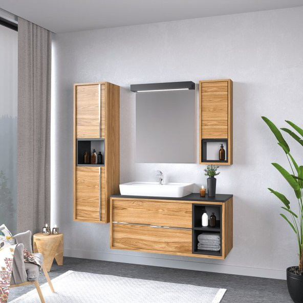 Denko Matia 100 cm MDF Banyo Dolabı Takım ve Boy Dolabı ürün görseli 1