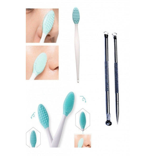 TİNEKE Burun Siyah Nokta Cilt Ve Yüz Temizleyici Temizleme Fırçası Peeling Fırça Çilek ve 2'li Komedon ürün görseli 1