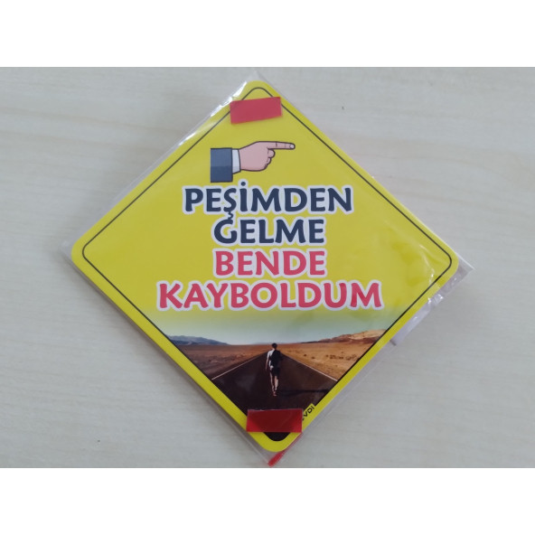 CAM İÇİ SARI DEKOR PLAKA KARE PEŞİMDEN GELME BENDE KAYBOLDUM (11x11cm) YAPIŞTIRMALI (Dekor Levha) SARI PLAKA ürün görseli 1