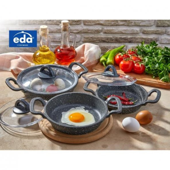 Eda ZK-905 Büyük Boy Asya 3lü Granit  Döküm Kapaklı Sahan Set ürün görseli 1