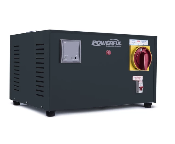 Powerful PSM-1105 5 kVA (5000 VA) Mikro İşlemcili Koruma Üniteli Voltaj Regülatörü Siyah ürün görseli 1