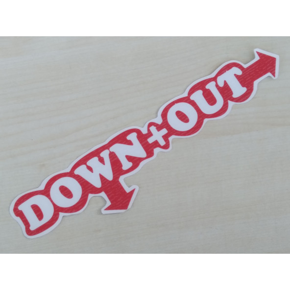 DOWN OUT STİCKER 22x3cm (AŞAĞI ÇIKIŞ) SPORT DOWN OUT YAZISI, DOWN OUT ETİKETİ, DOWN OUT ÇIKARTMASI ürün görseli 1