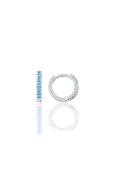 Gümüş rodyumlu turkuaz taşlı 10 mm halka küpe Tragus Piercing Helix Kıkırdak Küpesi SGTL11739RODAJ ürün görseli 1