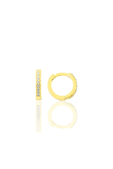 Gümüş altın yaldızlı zirkon taşlı 10 mm halka küpe Tragus Piercing Helix Kıkırdak Küpesi SGTL11738GOLD ürün görseli 1
