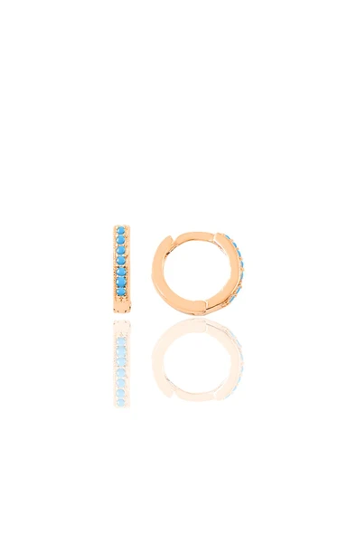 Gümüş rose turkuaz taşlı 9 mm halka küpe Tragus Piercing Helix Kıkırdak Küpesi SGTL11737ROSE ürün görseli 1
