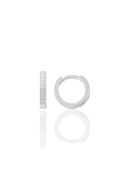 Gümüş rodyumlu zirkon taşlı 11 mm halka küpe Tragus Piercing Helix Kıkırdak Küpesi SGTL11740RODAJ ürün görseli 1