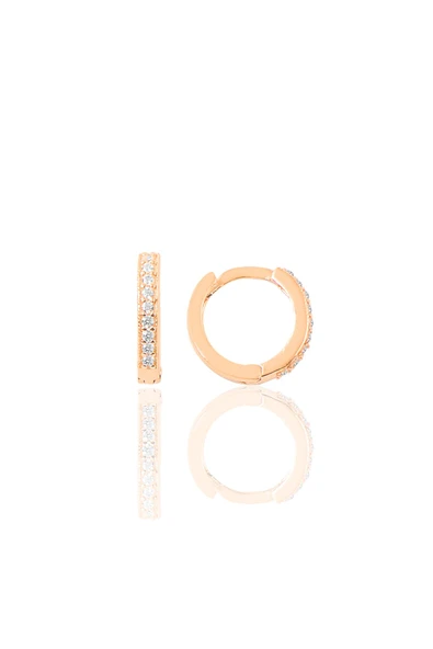 Gümüş rose zirkon taşlı 11 mm halka küpe Tragus Piercing Helix Kıkırdak Küpesi SGTL11740ROSE ürün görseli 1