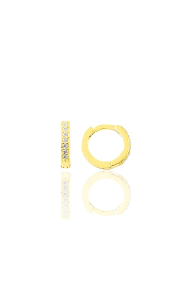 Gümüş altın yaldızlı zirkon taşlı 9 mm halka küpe Tragus Piercing Helix Kıkırdak Küpesi SGTL11736GOLD ürün görseli 1