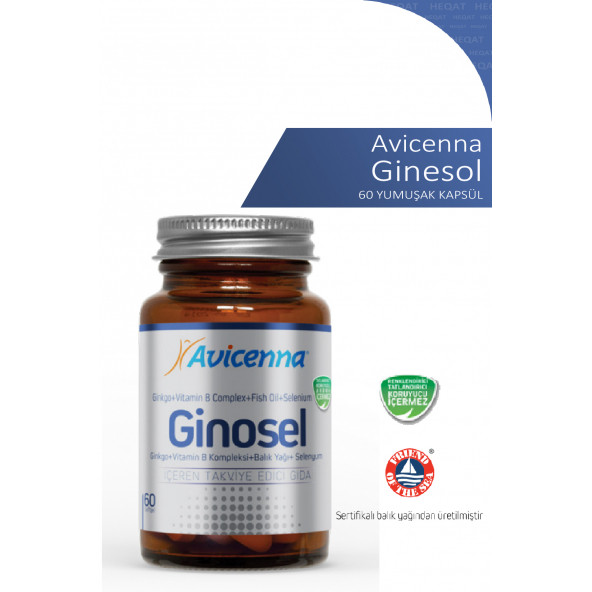 Avicenna - Ginesol - Balık Yağı, Gingko, Vitamin B, Selenyum İçeren Takviye Edici Gıda - 60 Softgel Kapsül ürün görseli 1