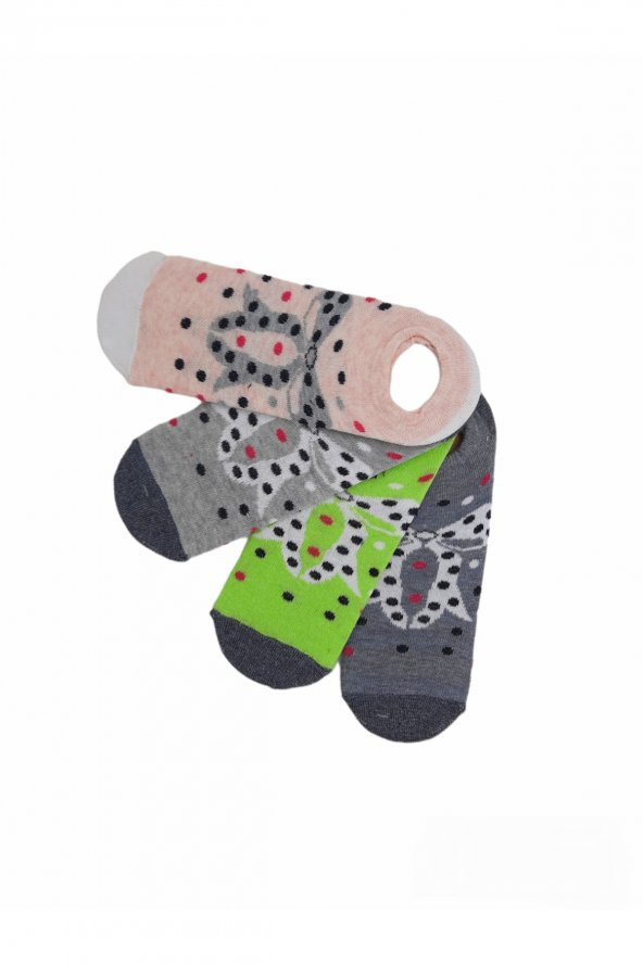 4 Çift Yazlık Kız Çocuk Babet Çorap 11-12 Yaş Bt-0572 - Resim 2