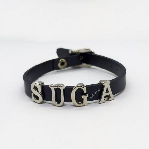 Siyah Suga Bts Army Suni Deri 21 cm Ayarlanabilir Bileklik ürün görseli 1