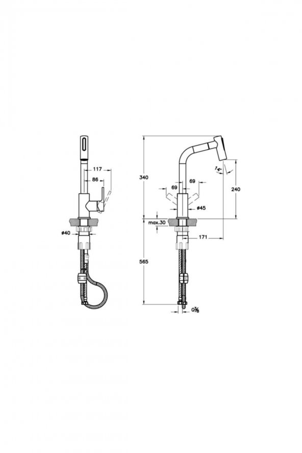 Artema Maestro A42146 Pull-Out Krom Mutfak Bataryası - Resim 7