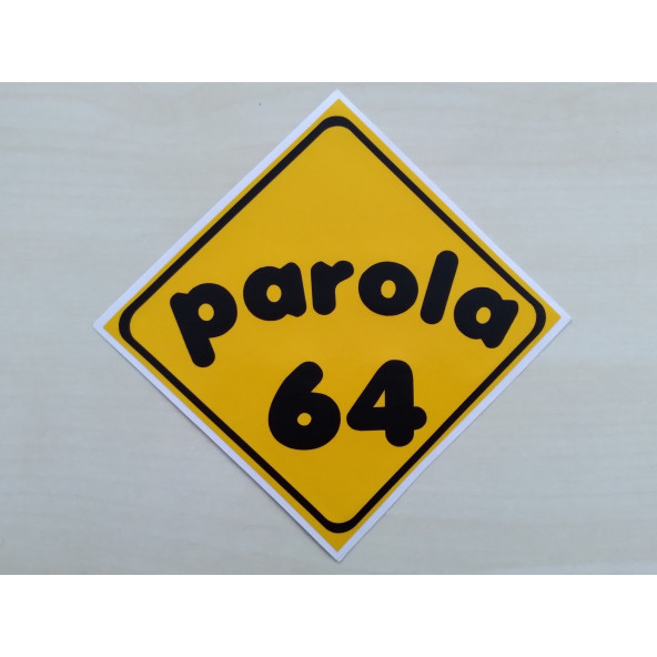 PLAKA 64 STİCKER SARI 11x11cm UŞAK PLAKA STİCKER, PAROLA 64 PLAKA ETİKETİ, 64 PLAKA ÇIKARTMASI ürün görseli 1