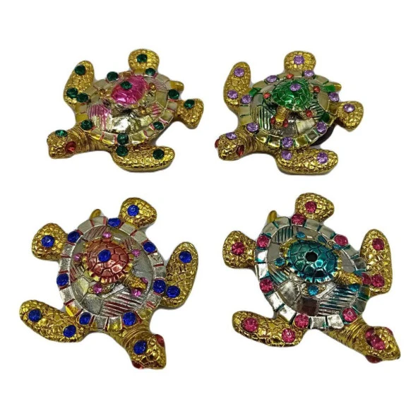 Kaplumbağa Magnet Dört Renk Kristal Taşlı Dörtlü Set ürün görseli 1