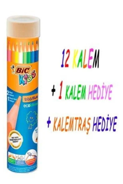 Kids Evolution Kuru Boya Kalemi 12+1 Metal Tüpte Kuruboya Bic Kids 12 Renk + 1 Beyaz Renk + Kalemtraş Kuru Boya Seti Metal Tüp ürün görseli 1