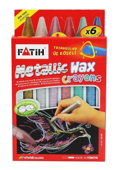 Mum Boya Metalik Wax Crayon 6 Renk Jumbo 1 Adet Fatih Metalik Renk 6'lı Wax Crayons ürün görseli 1