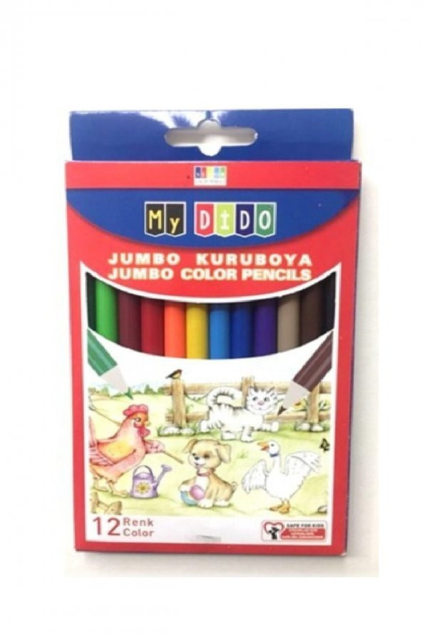 Kuruboya 12 Renk Jumbo Kuru Boya Mydido Jumbo Kuru Boya Tam Boy Karton Kutu ürün görseli 1