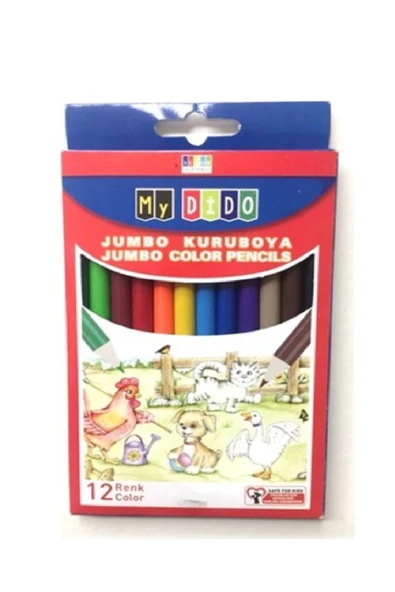 Kuruboya 12 Renk Jumbo Kuru Boya Mydido Jumbo Kuru Boya Tam Boy Karton Kutu ürün görseli 1