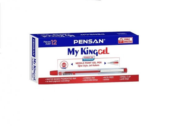 İğne Uçlu Jel Kalem 12 Adet Kırmızı 0.5 Pilot Kalem Pensan Mykinggel İğne Uçlu Jel Kalem Pilot Kalem 12 Kırmızı Tane 0.5mm ürün görseli 1