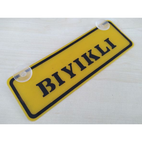 SARI DEKOR PLAKA - BIYIKLI (22x7,5cm) vantuzlu Pleksi (Dekor Levha) SARI PLAKA ürün görseli 1