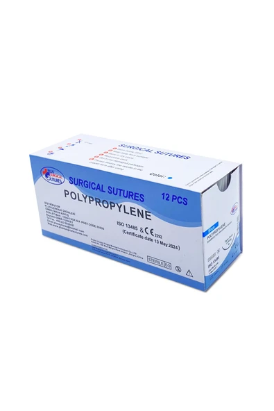 Emilemeyen POLYPROPYLENE İPLİK USP 4/0 20 MM KESKİN 3/8 75 CM 12'li Paket ürün görseli 1
