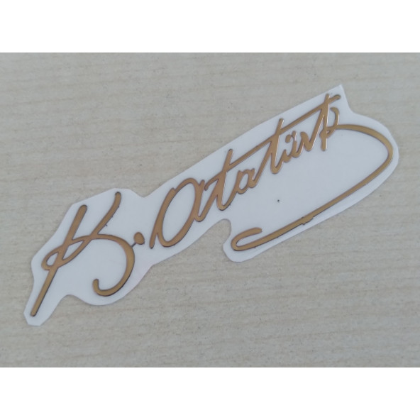 K. ATATÜRK STİCKER GOLD 7x2cm METALİK ATATÜRK İMZASI STİCKER, ATATÜRK ETİKETİ, ATATÜRK ÇIKARTMASI ürün görseli 1