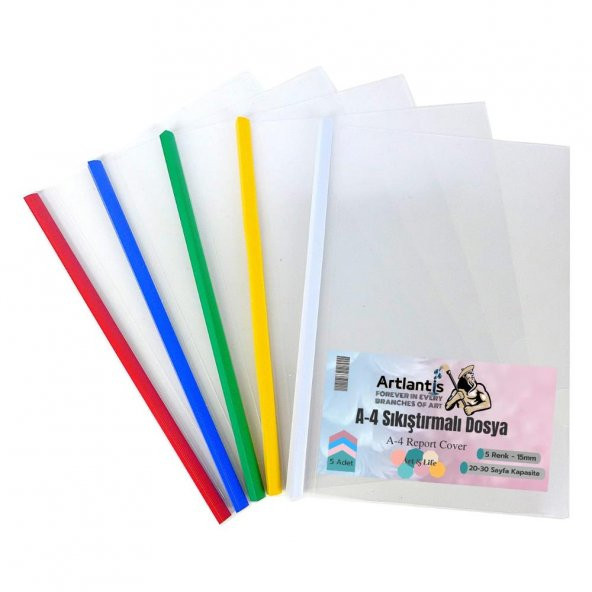 A-4 5Lİ Yandan Sürgülü Sıkıştırmalı Dosya 1 Paket Artlantis A4 5 Renk Sıkıştırmalı Dosya 1 Paket ürün görseli 1