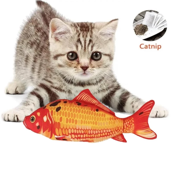 TİNEKE Peluş Kedi Oyuncağı Balık Kedi Nanesi Otlu Çıngıraklı 1 Adet KIRMIZI ürün görseli 1