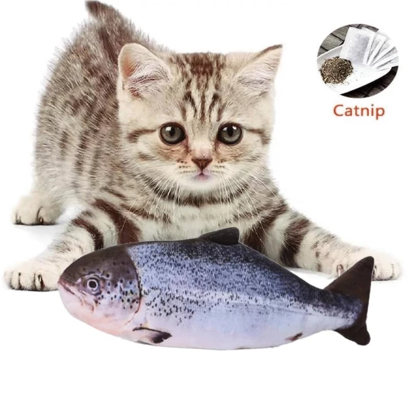 TİNEKE Peluş Kedi Oyuncağı Balık Kedi Nanesi Otlu Çıngıraklı 1 Adet SOMON ürün görseli 1
