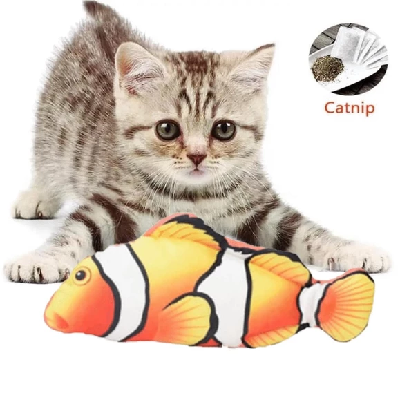 TİNEKE Peluş Kedi Oyuncağı Balık Kedi Nanesi Otlu Çıngıraklı 1 Adet AÇIK PALYAÇO ürün görseli 1