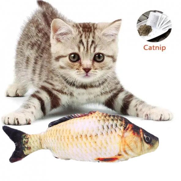 TİNEKE Peluş Kedi Oyuncağı Balık Kedi Nanesi Otlu Çıngıraklı 1 Adet Sazan ürün görseli 1