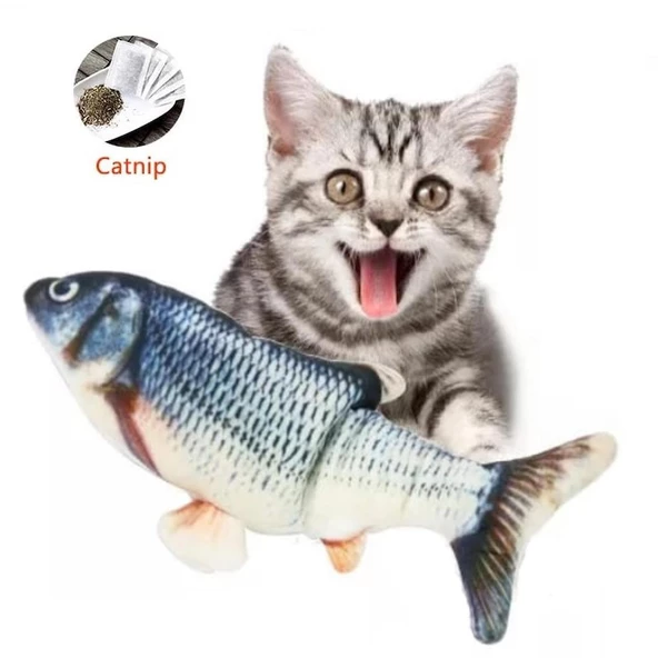 TİNEKE Peluş Kedi Oyuncağı Balık Kedi Nanesi Otlu Çıngıraklı Blue 1 Adet ürün görseli 1