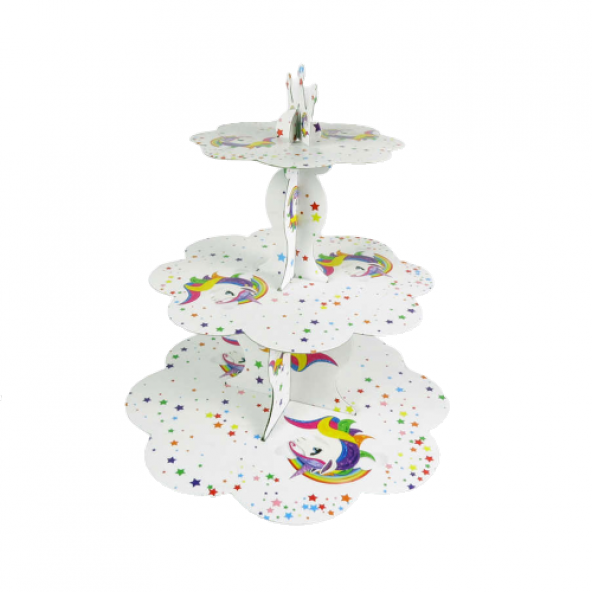 UNİCORN KEK STANDI 3 KATLI (30 CM X 24 CM X 20 CM ) ürün görseli 1