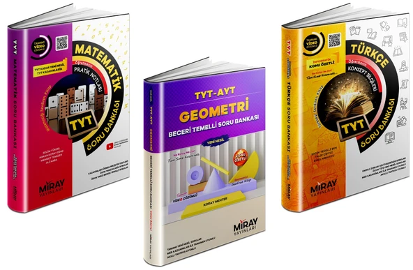 Miray 2024 Tyt Matematik + Geometri + Türkçe Soru Bankası Seti 3 Kitap ürün görseli 1