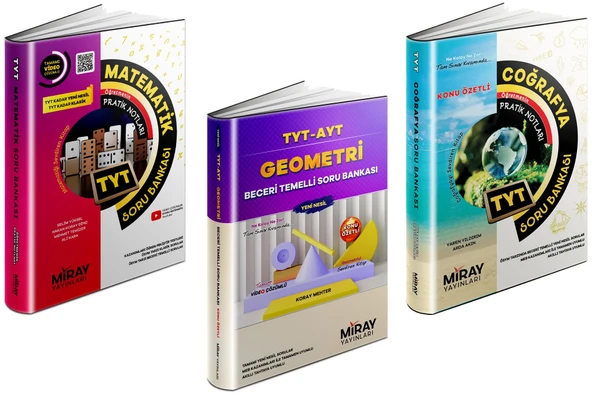 Miray 2024 Tyt Matematik + Geometri + Coğrafya Soru Bankası Seti 3 Kitap ürün görseli 1