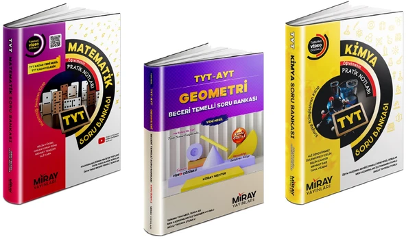Miray 2024 Tyt Matematik + Geometri + Kimya Soru Bankası Seti 3 Kitap ürün görseli 1