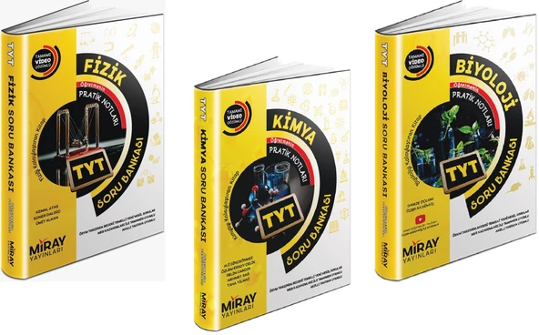 Miray 2024 Tyt Fizik + Kimya + Biyoloji Soru Bankası Seti 3 Kitap ürün görseli 1