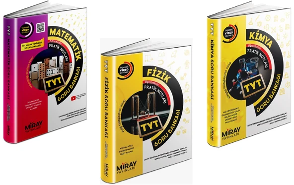 Miray 2024 Tyt Matematik + Fizik + Kimya Soru Bankası Seti 3 Kitap ürün görseli 1