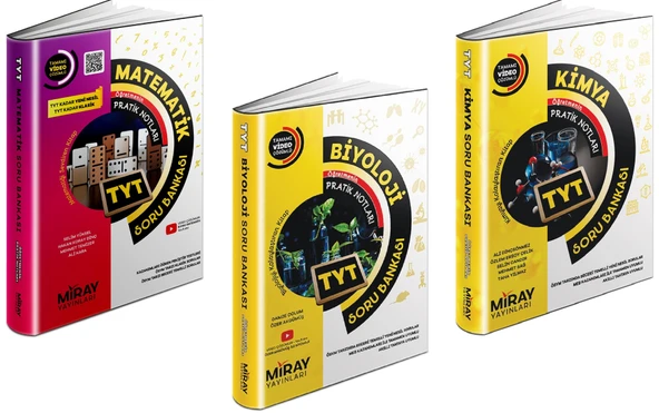 Miray 2024 Tyt Matematik + Kimya + Biyoloji Soru Bankası Seti 3 Kitap ürün görseli 1