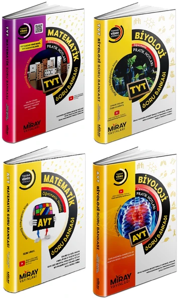 Miray 2024 Tyt Ayt Matematik + Biyoloji Soru Bankası Seti 4 Kitap ürün görseli 1