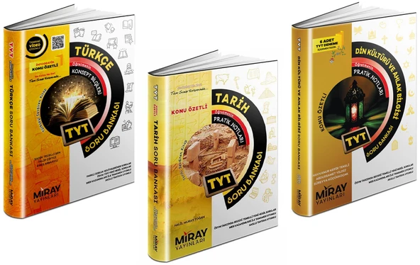 Miray 2024 Tyt Türkçe + Tarih + Din Soru Bankası Seti 3 Kitap ürün görseli 1