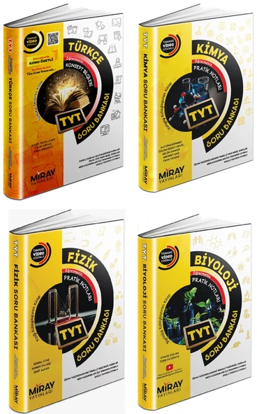 Miray 2024 Tyt Türkçe + Fizik + Kimya + Biyoloji Soru Seti 4 Kitap ürün görseli 1