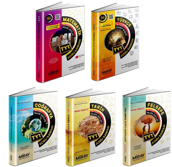 Miray 2024 Tyt Matematik + Türkçe + Tarih + Coğrafya + Felsefe Soru Seti 5 Kitap ürün görseli 1