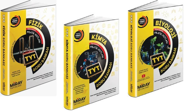 Miray 2024 Tyt Fizik + Kimya + Biyoloji Soru Bankası Seti 3 Kitap ürün görseli 1