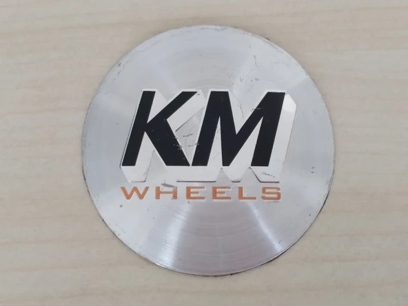KM WHEELS JANT ARMASI 6cm (TEK) (KM WHEELS Jant logosu) KM WHEELS jant arması ürün görseli 1