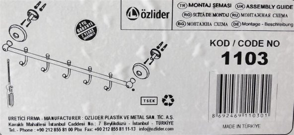 LİDER KROM BEŞLİ KANCALI BORNOZLUK - Resim 2