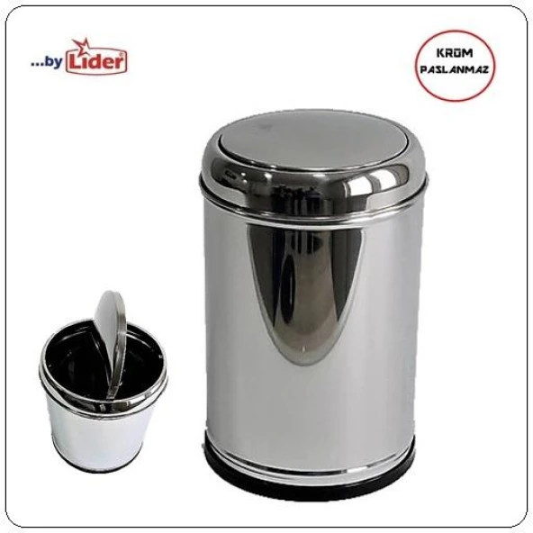 KROM SALLANIR KAPAK ÇÖP KOVASI 5 LT LİDER MARKA ürün görseli 1